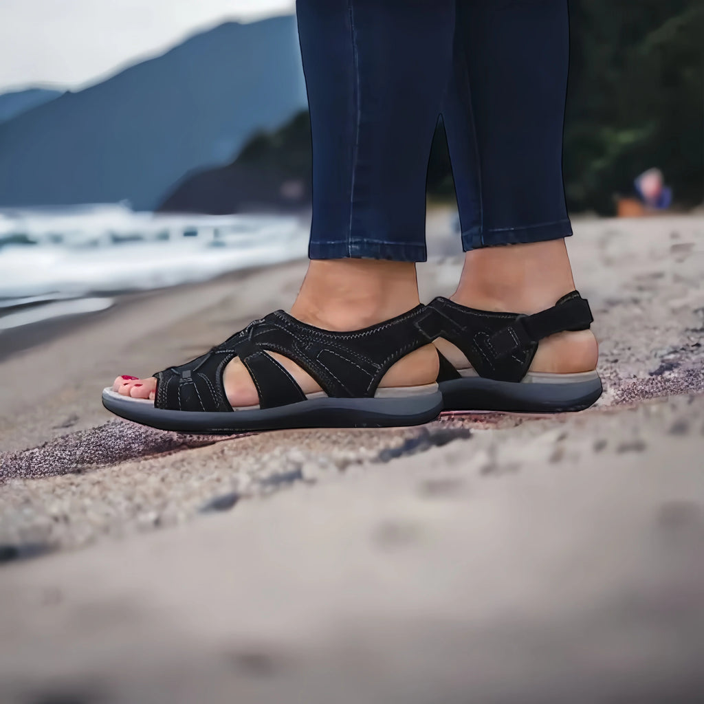 Orthopedische sandalen om pijnvrij te lopen — Zwart, foto 5